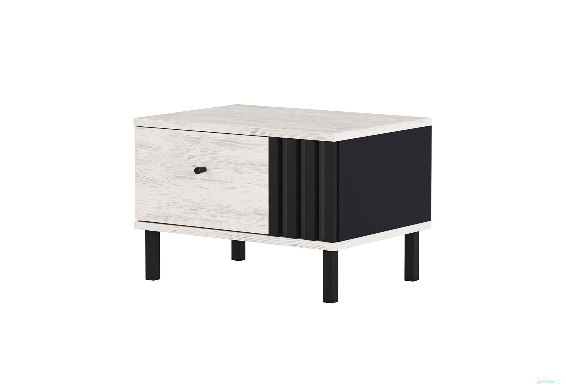 Зображення 1 - Тумба приліжкова Світ Меблів Тео з шухлядою 50 см, декор справа, біла