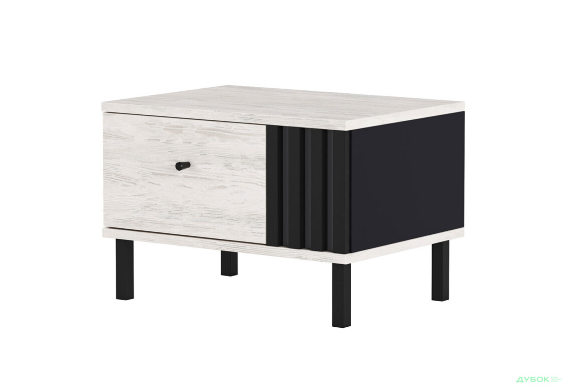 Тумба приліжкова Світ Меблів Тео з шухлядою 50 см, декор справа, біла