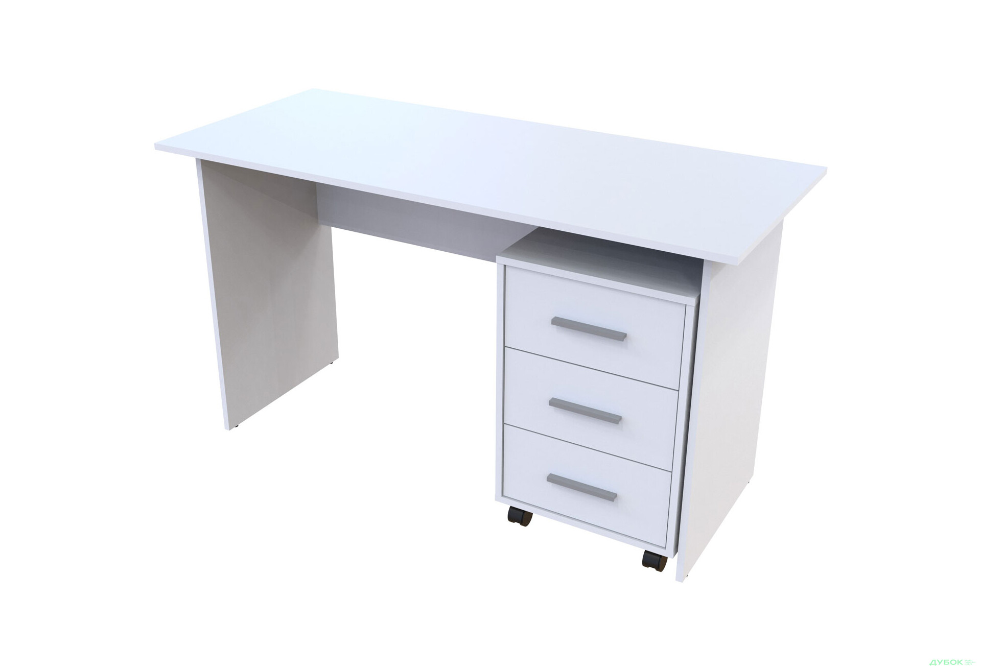 Изображение 1 - Стол письменный Doros Т3 120х60 см с тумбой на колесиках с 3 ящиками, Белый