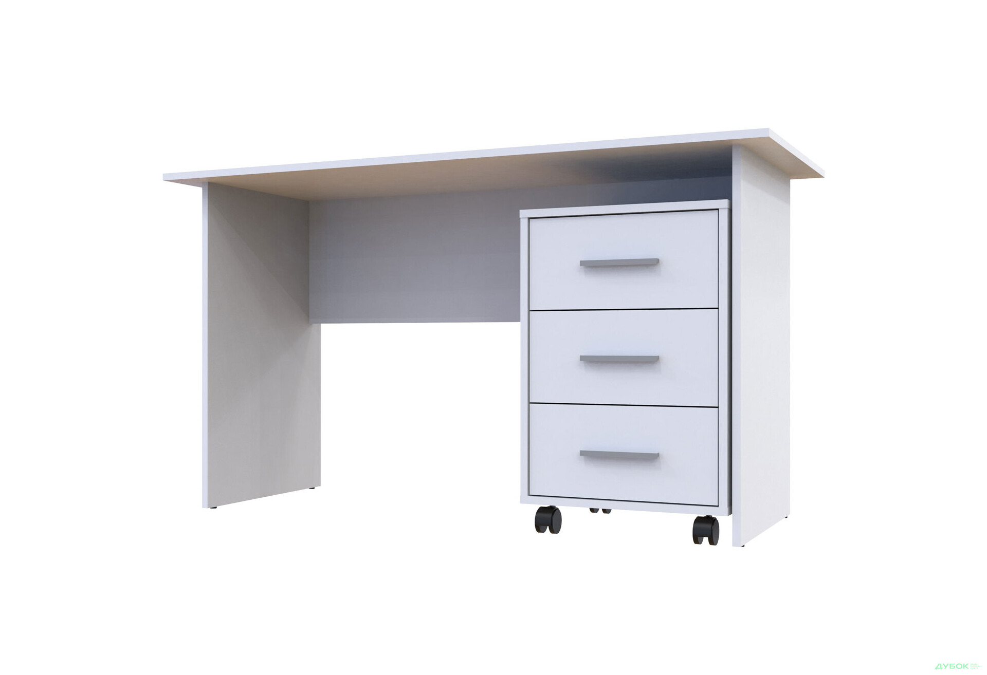Изображение 2 - Стол письменный Doros Т3 120х60 см с тумбой на колесиках с 3 ящиками, Белый