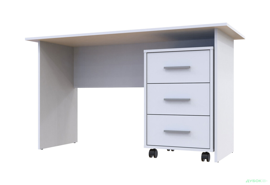 Изображение 2 - Стол письменный Doros Т3 120х60 см с тумбой на колесиках с 3 ящиками, Белый