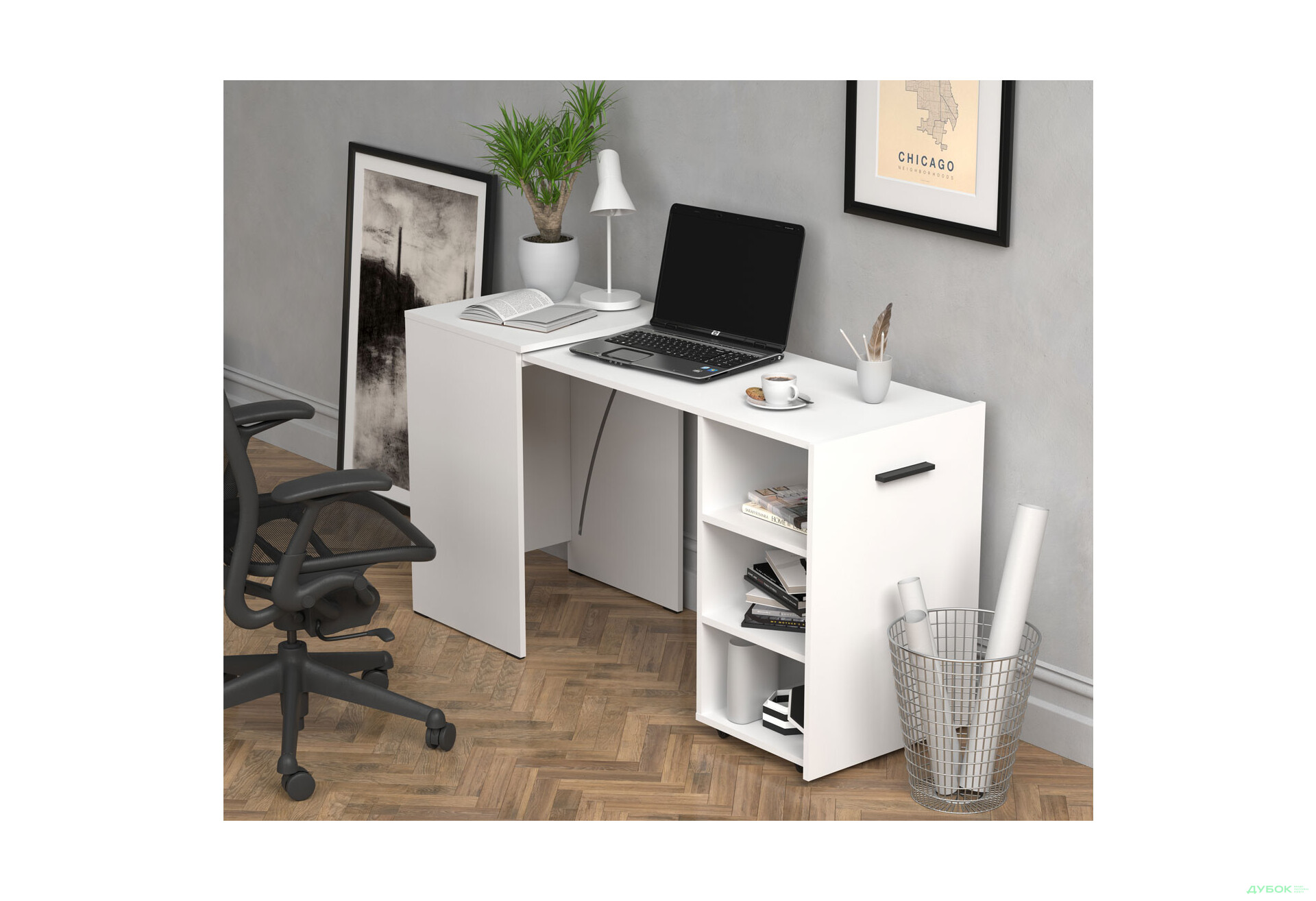 Изображение 5 - Стол-тумба трансформер Knap Knap Hobana / Хобана с тремя открытыми полочками, Белый