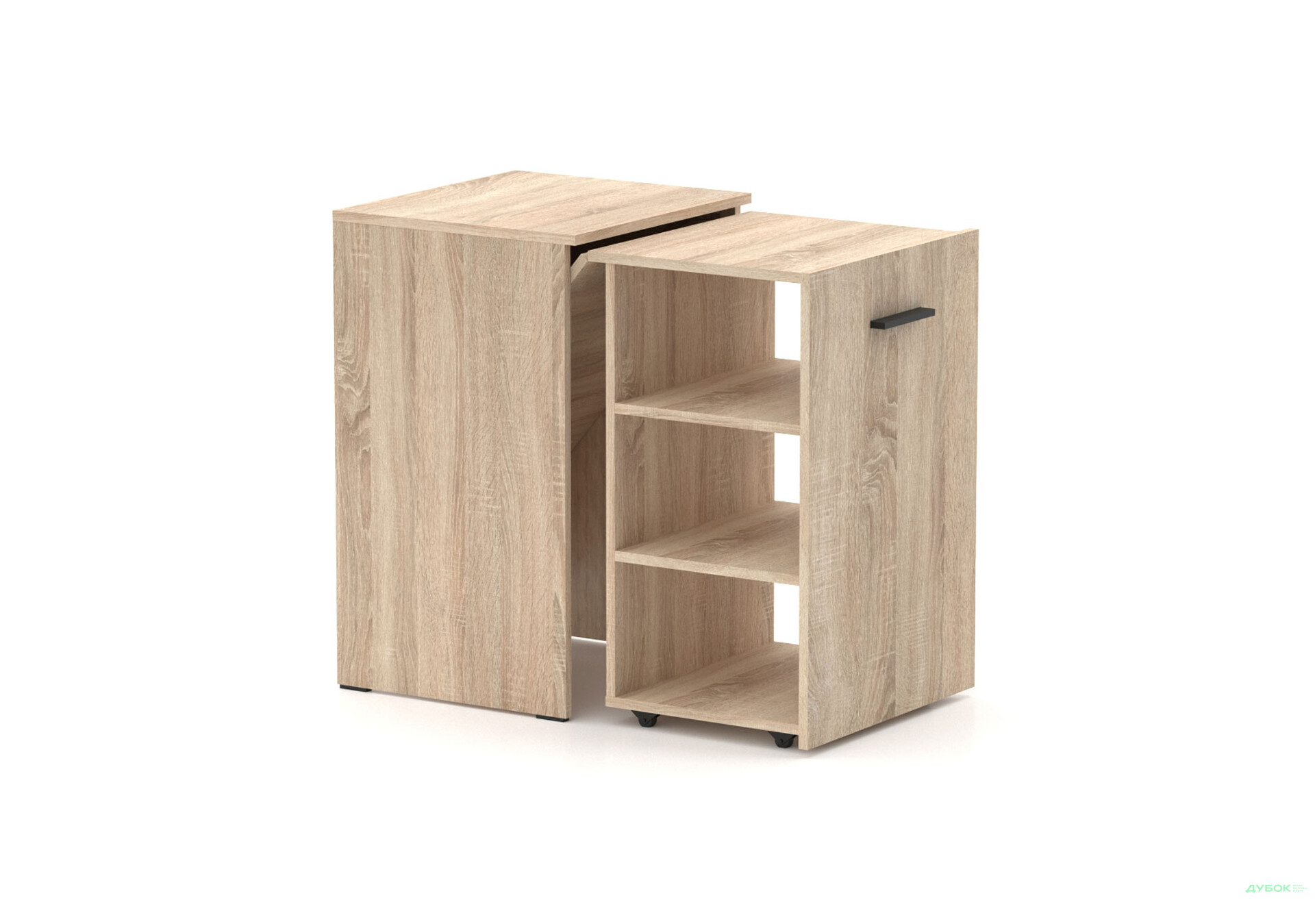 Зображення 2 - Стіл-тумба трансформер Knap Knap Hobana / Хобана з трьома відкритими поличками, Дуб Сонома