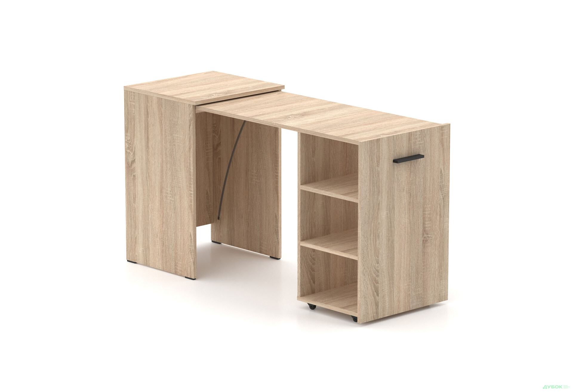 Зображення 1 - Стіл-тумба трансформер Knap Knap Hobana / Хобана з трьома відкритими поличками, Дуб Сонома