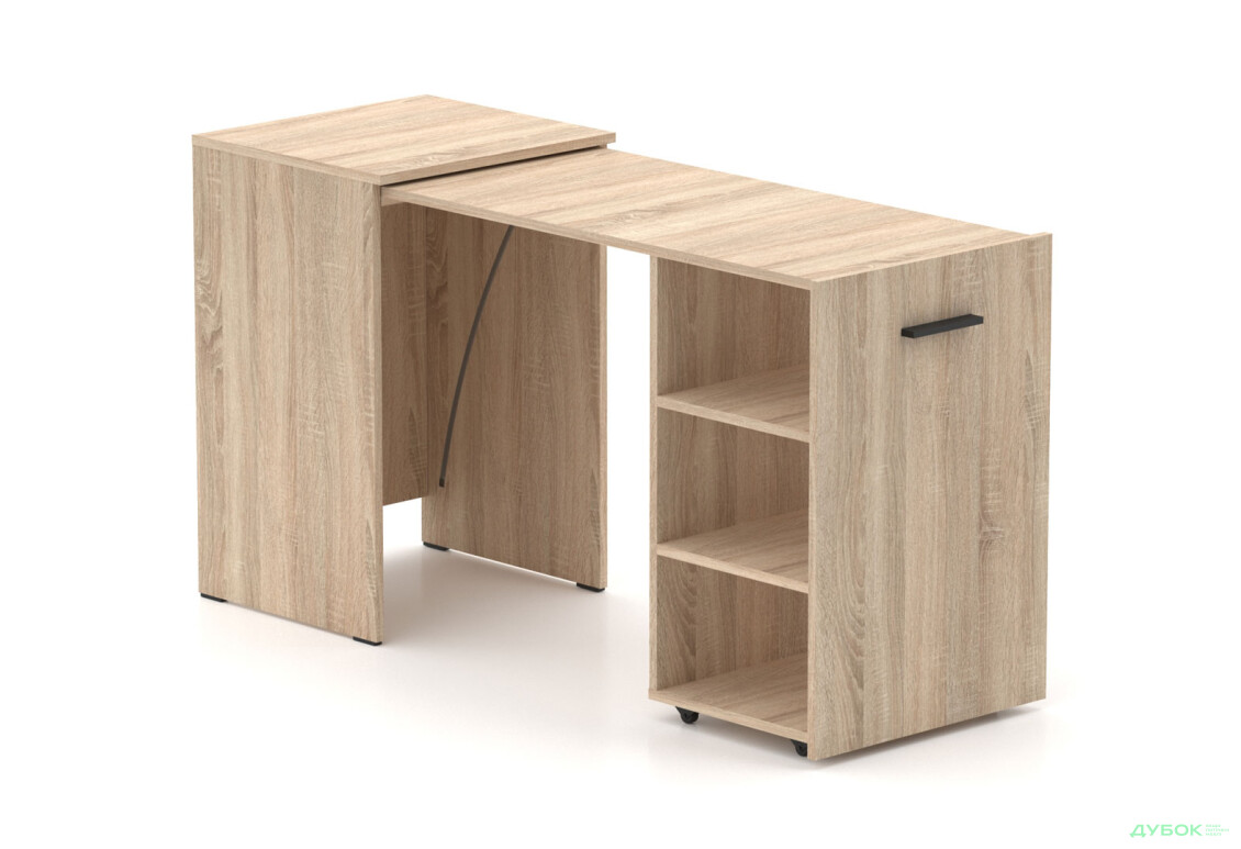 Стіл-тумба трансформер Knap Knap Hobana / Хобана з трьома відкритими поличками, Дуб Сонома