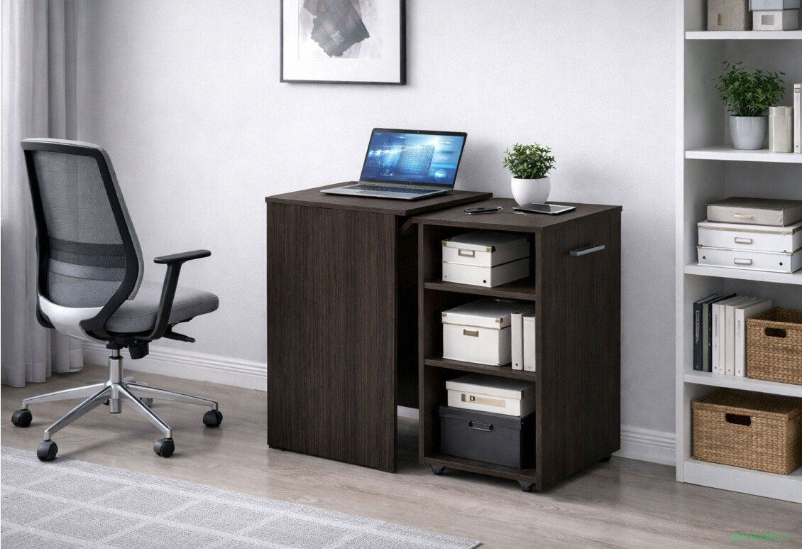 Зображення 2 - Стіл-тумба трансформер Knap Knap Hobana / Хобана з трьома відкритими поличками, Венге