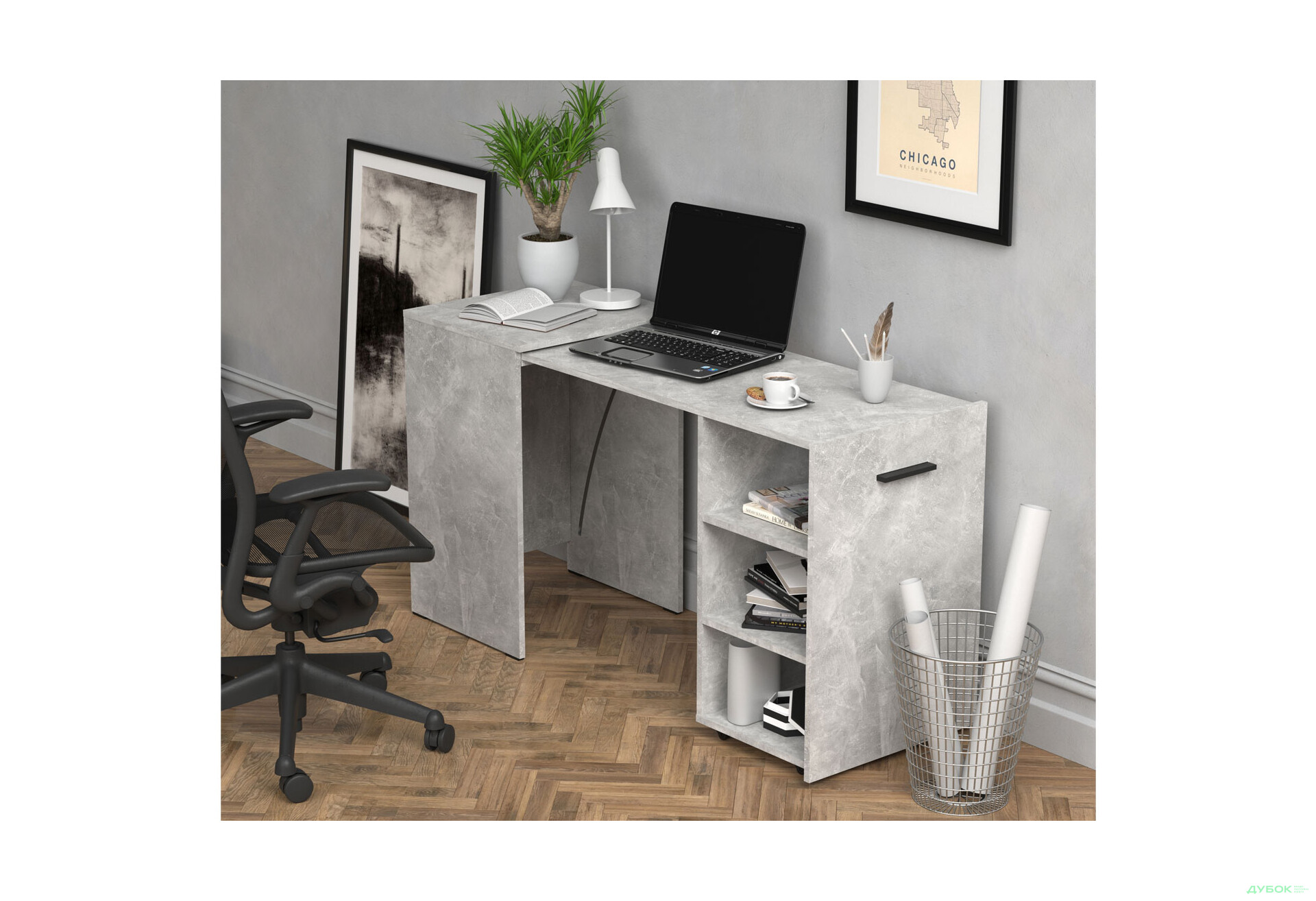 Зображення 5 - Стіл-тумба трансформер Knap Knap Hobana / Хобана з трьома відкритими поличками, Ательє світлий