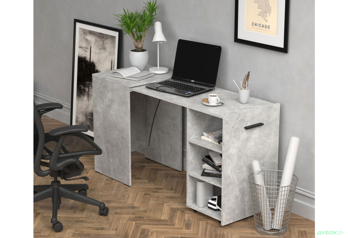 Зображення 5 - Стіл-тумба трансформер Knap Knap Hobana / Хобана з трьома відкритими поличками, Ательє світлий