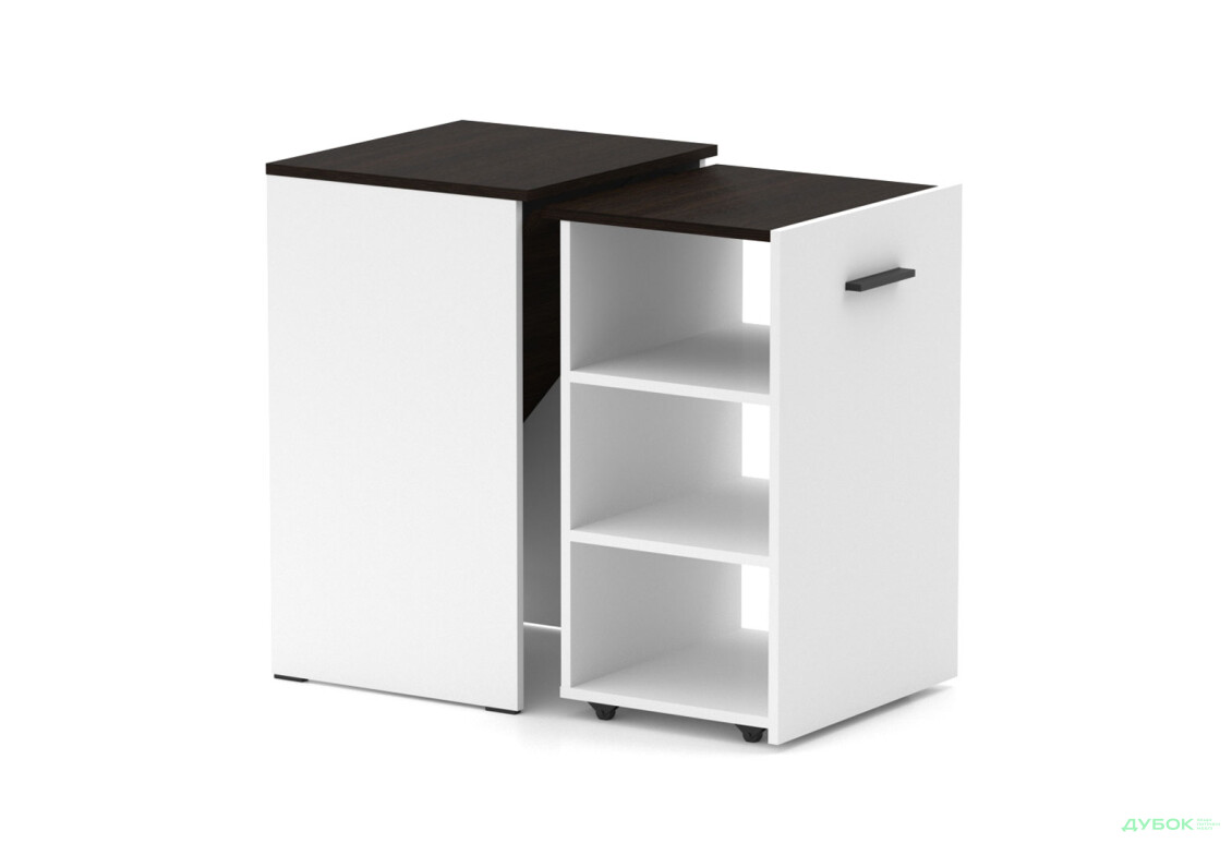 Зображення 2 - Стіл-тумба трансформер Knap Knap Hobana / Хобана з трьома відкритими поличками, Білий / Венге
