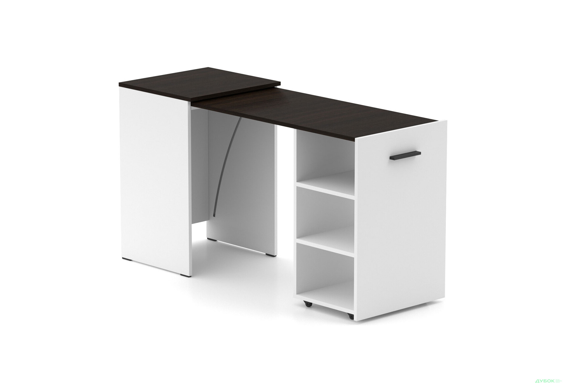 Зображення 1 - Стіл-тумба трансформер Knap Knap Hobana / Хобана з трьома відкритими поличками, Білий / Венге