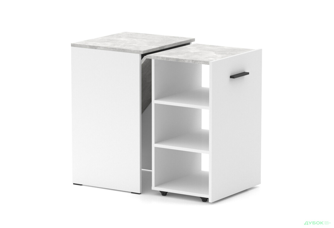 Зображення 2 - Стіл-тумба трансформер Knap Knap Hobana / Хобана з трьома відкритими поличками, Білий / Ательє світлий