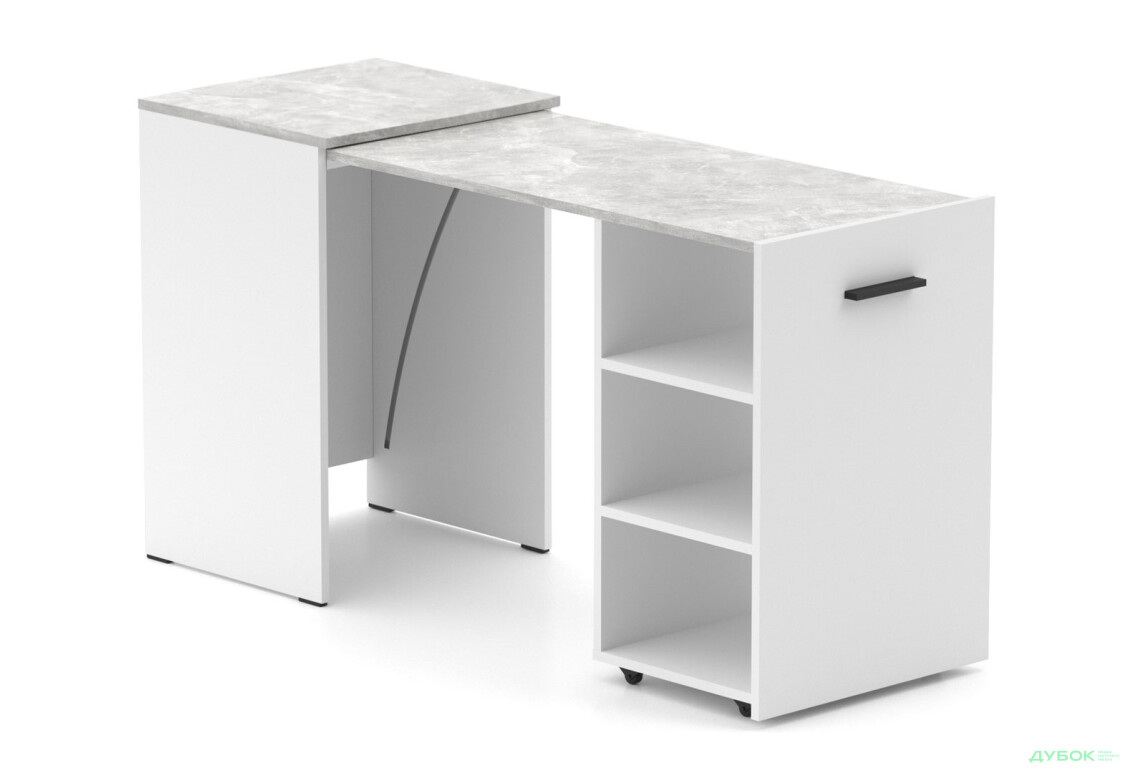 Стіл-тумба трансформер Knap Knap Hobana / Хобана з трьома відкритими поличками, Білий / Ательє світлий