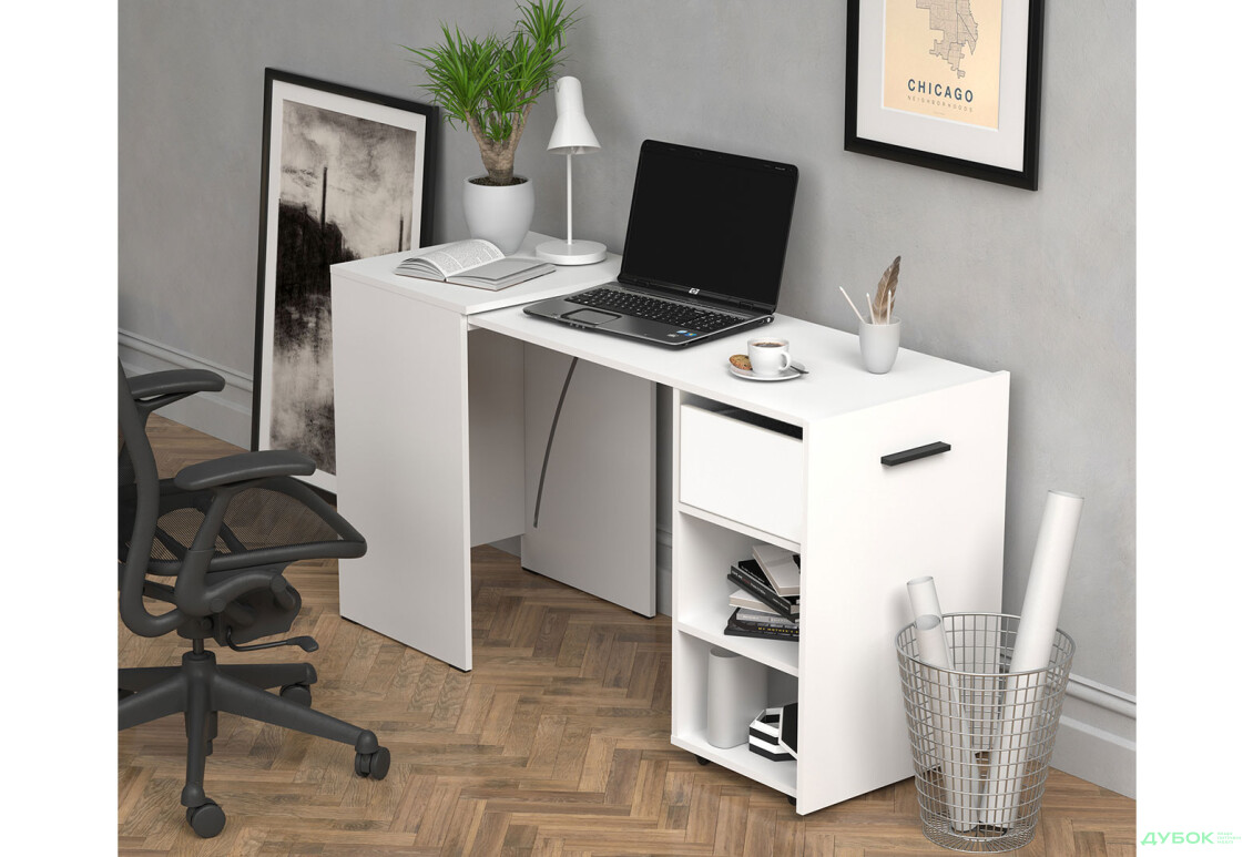 Изображение 5 - Стол-тумба трансформер Knap Knap Hobana / Хобана Ш1 с 2 открытыми полочками и ящиком, Белый