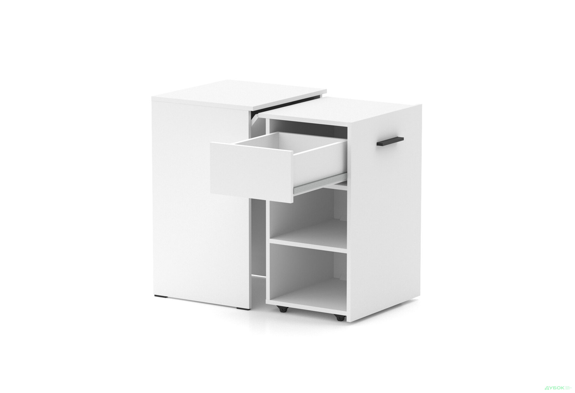 Изображение 2 - Стол-тумба трансформер Knap Knap Hobana / Хобана Ш1 с 2 открытыми полочками и ящиком, Белый
