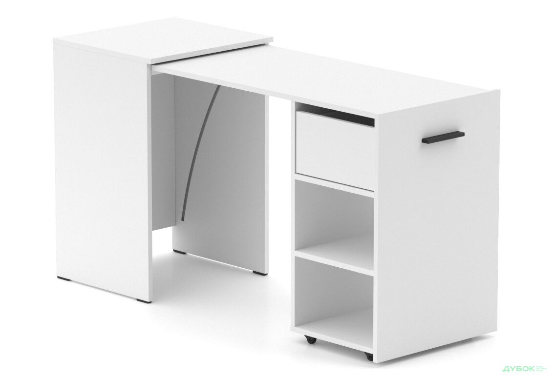 Стол-тумба трансформер Knap Knap Hobana / Хобана Ш1 с 2 открытыми полочками и ящиком, Белый