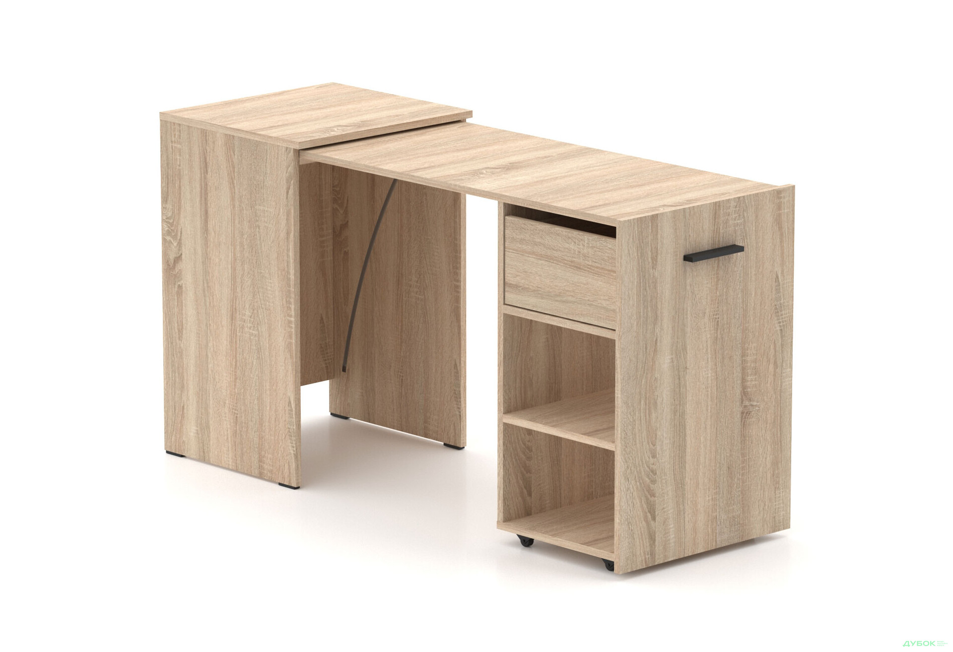 Зображення 1 - Стіл-тумба трансформер Knap Knap Hobana / Хобана Ш1 з 2 відкритими поличками та шухлядою, Дуб сонома