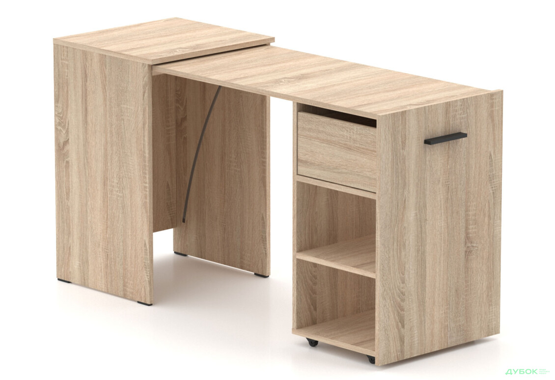 Стіл-тумба трансформер Knap Knap Hobana / Хобана Ш1 з 2 відкритими поличками та шухлядою, Дуб сонома