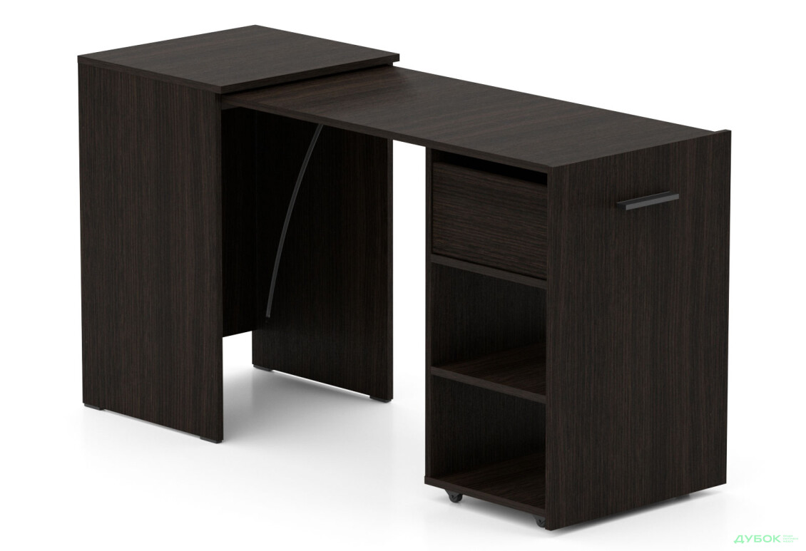 Стол-тумба трансформер Knap Knap Hobana / Хобана Ш1 с 2 открытыми полочками и ящиком, Венге