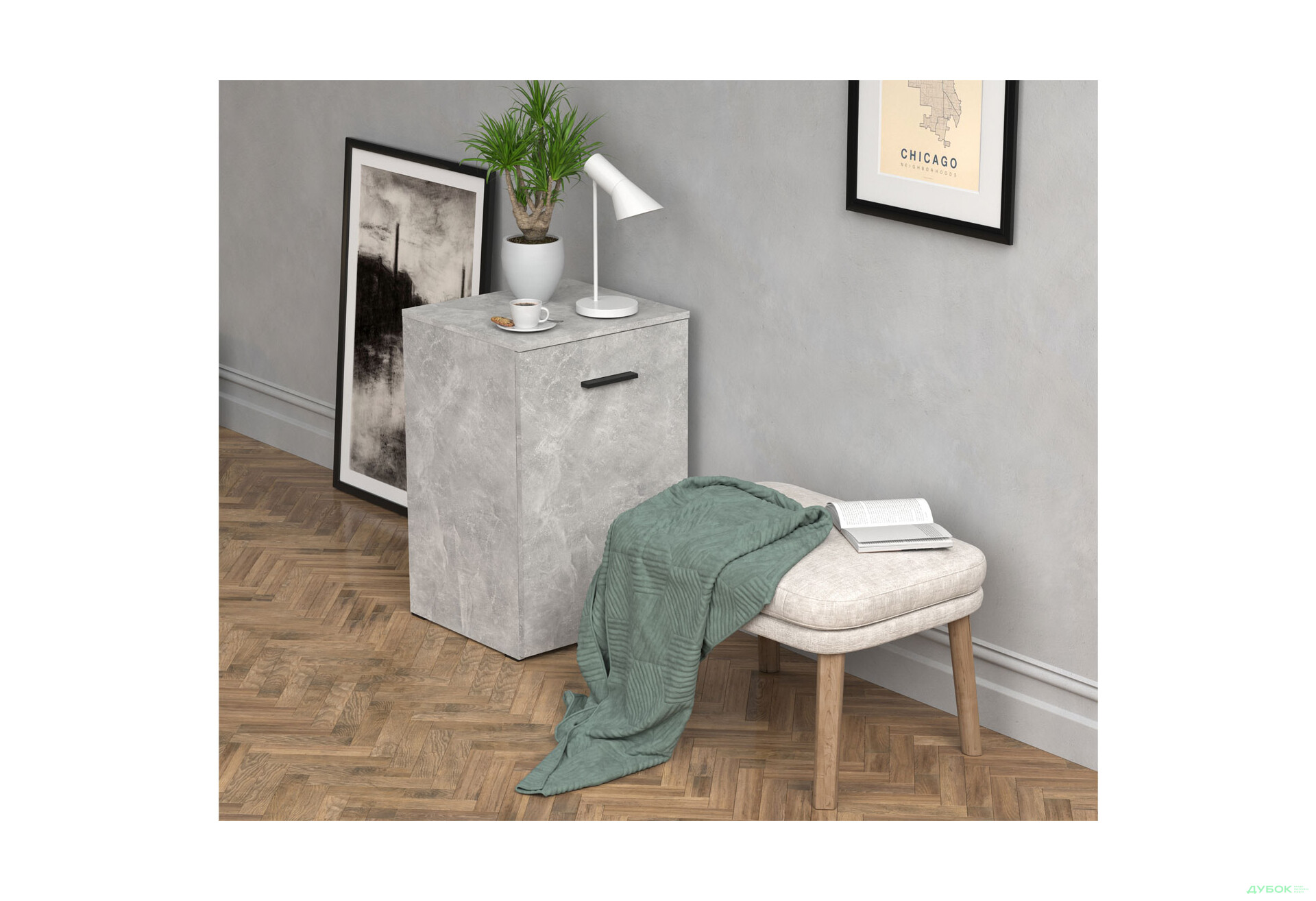 Зображення 4 - Стіл-тумба трансформер Knap Knap Hobana / Хобана Ш1 з 2 відкритими поличками та шухлядою, Ательє світлий