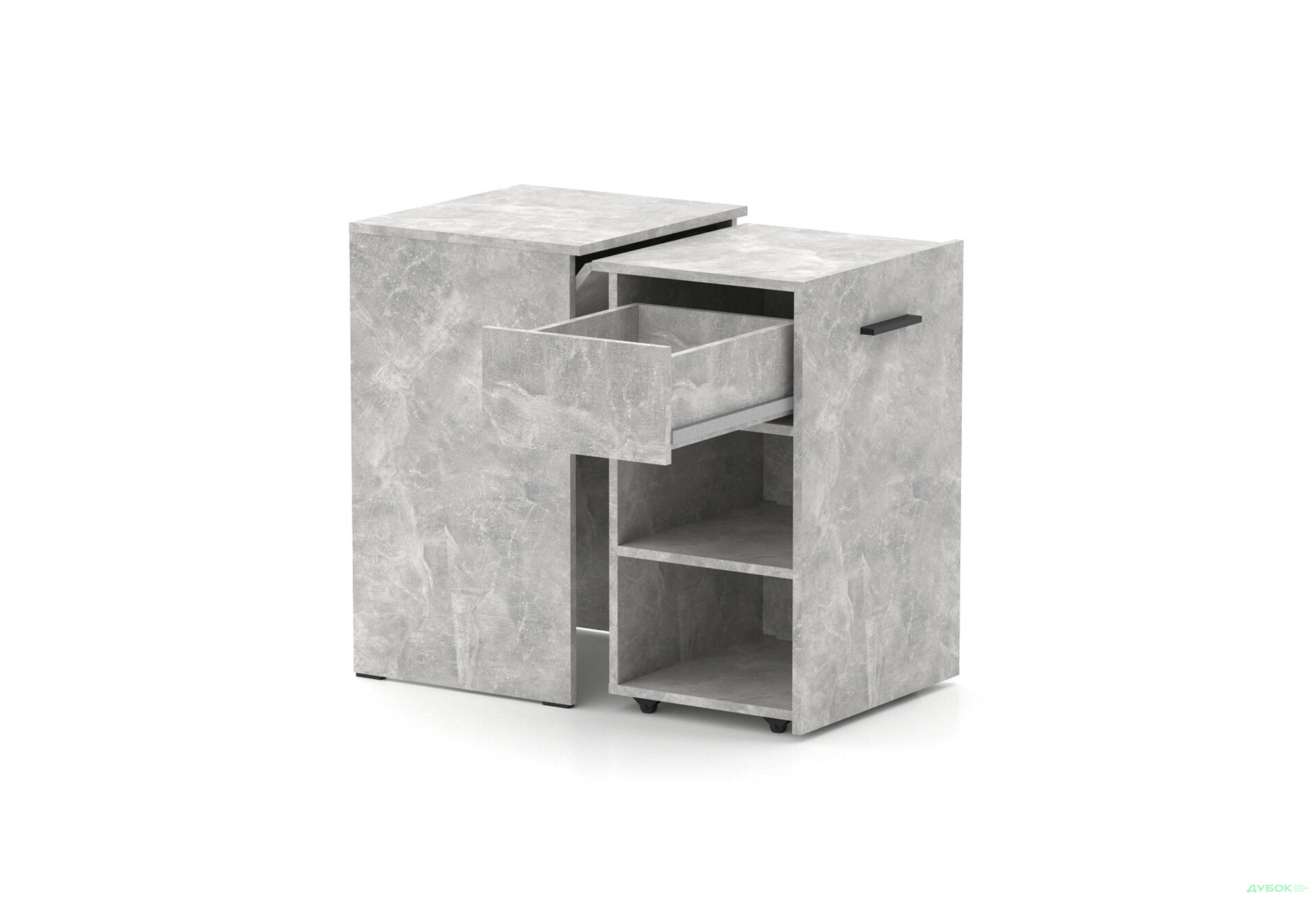 Зображення 2 - Стіл-тумба трансформер Knap Knap Hobana / Хобана Ш1 з 2 відкритими поличками та шухлядою, Ательє світлий