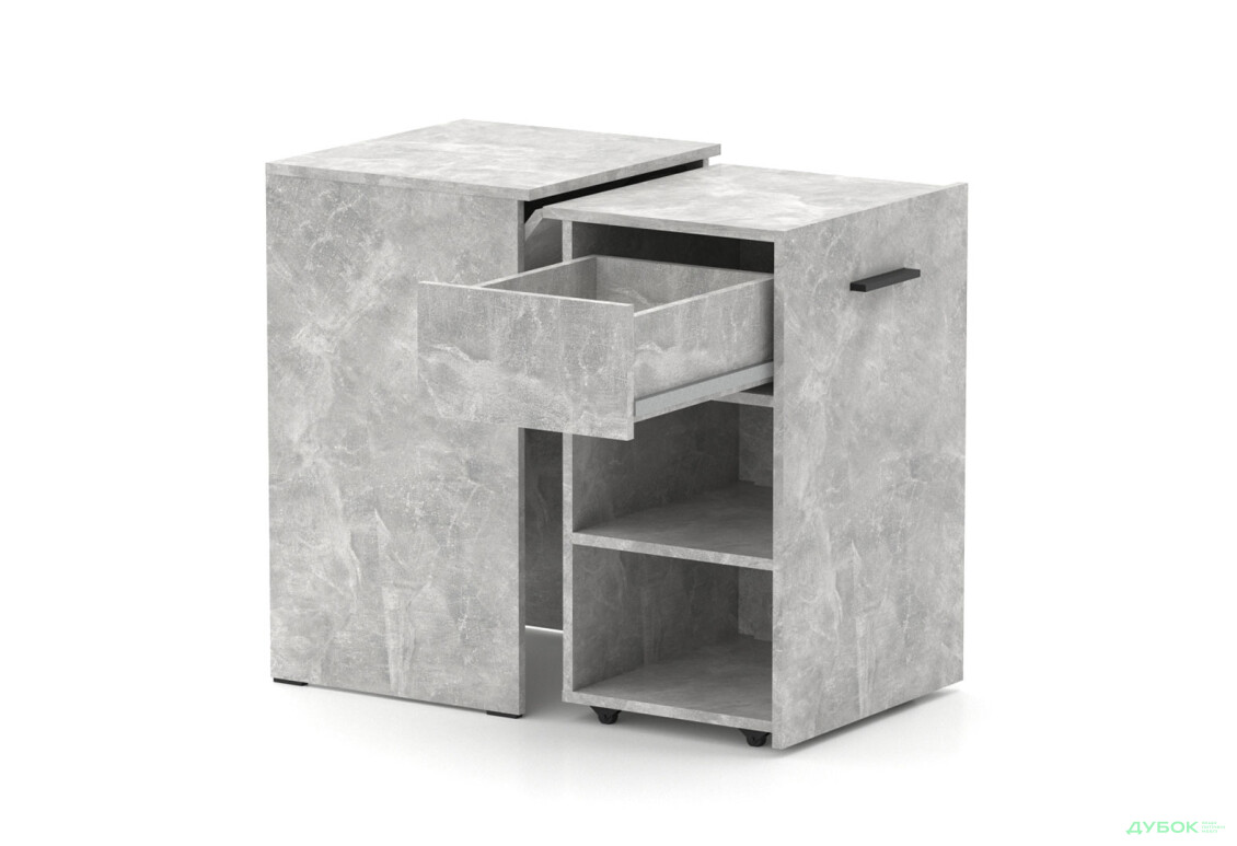 Зображення 2 - Стіл-тумба трансформер Knap Knap Hobana / Хобана Ш1 з 2 відкритими поличками та шухлядою, Ательє світлий