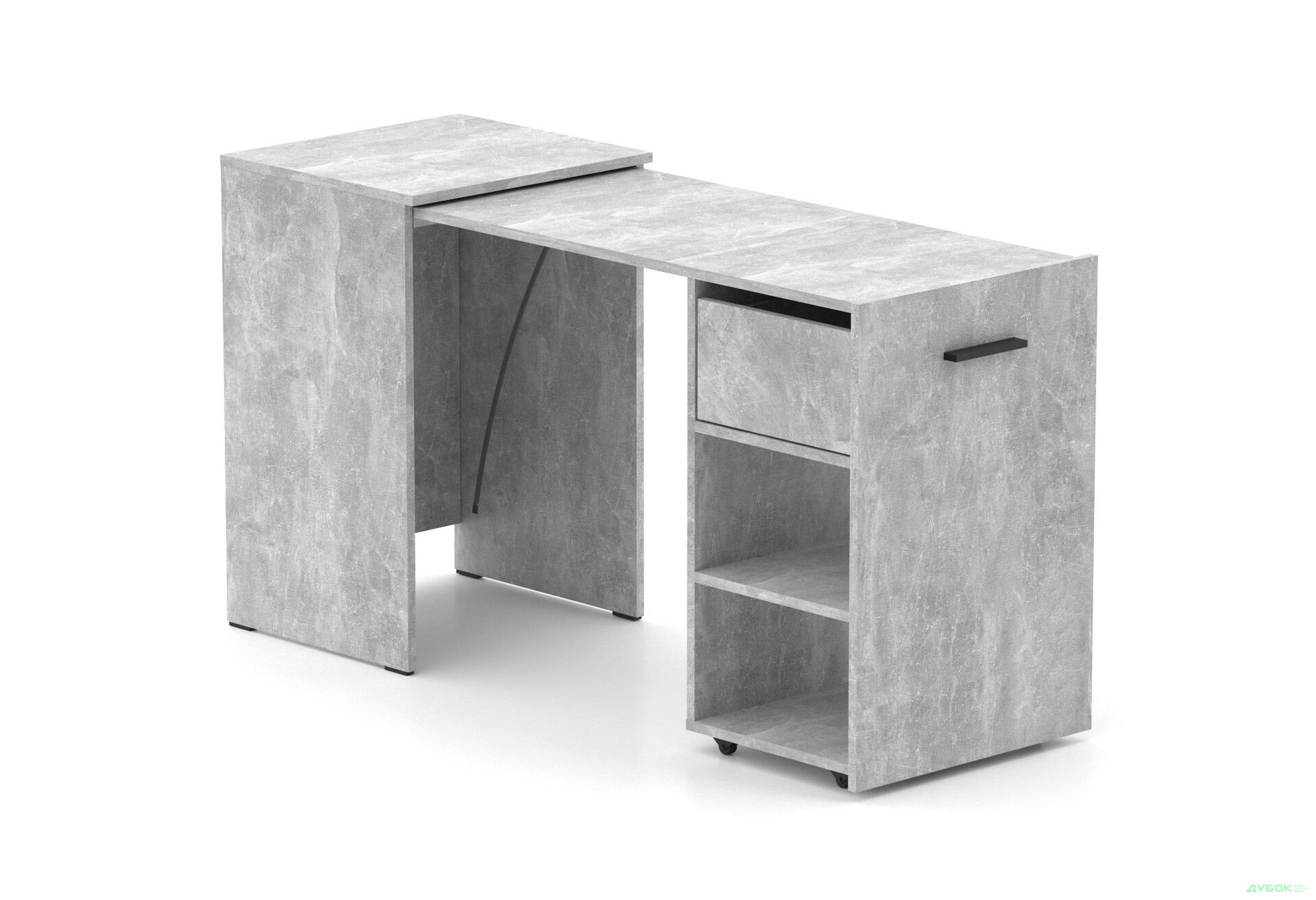 Зображення 1 - Стіл-тумба трансформер Knap Knap Hobana / Хобана Ш1 з 2 відкритими поличками та шухлядою, Ательє світлий