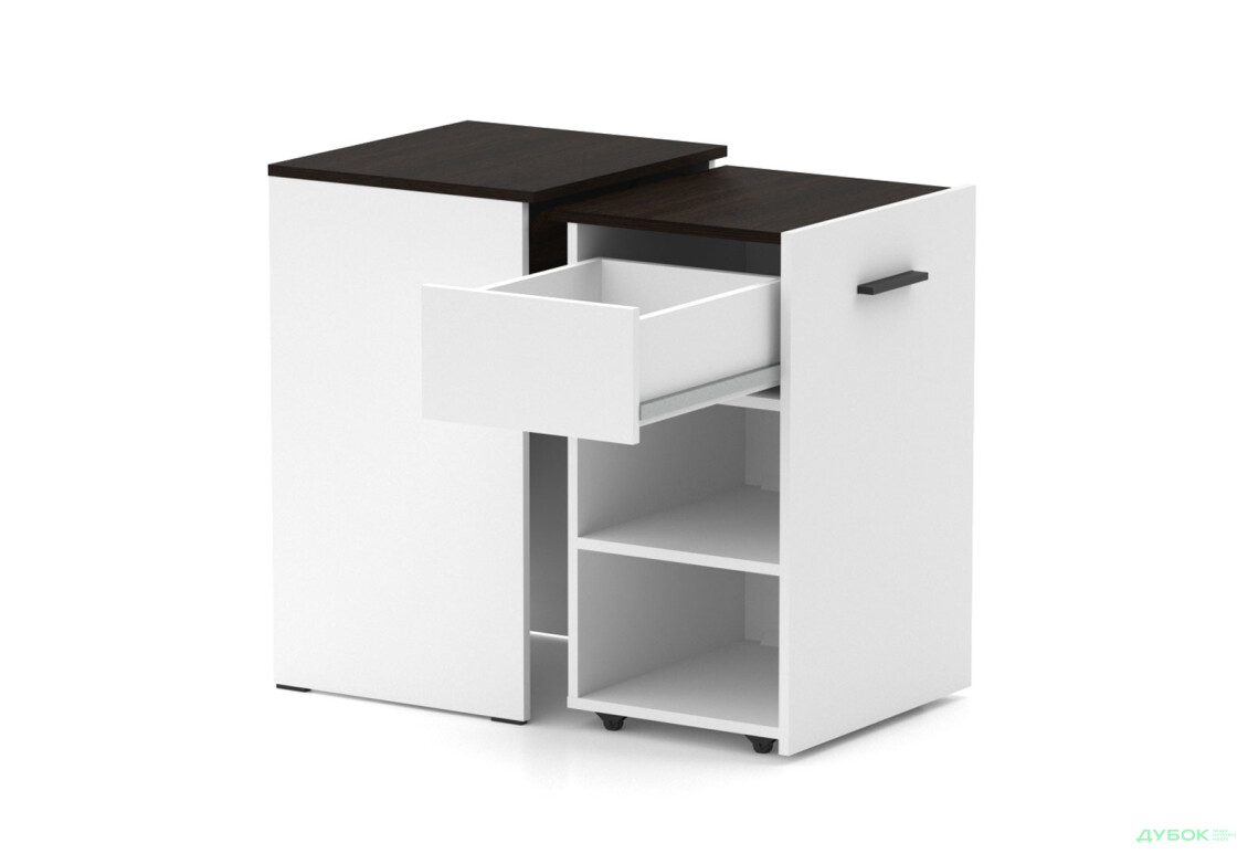 Изображение 2 - Стол-тумба трансформер Knap Knap Hobana / Хобана Ш1 с 2 открытыми полочками и ящиком, Белый / Венге