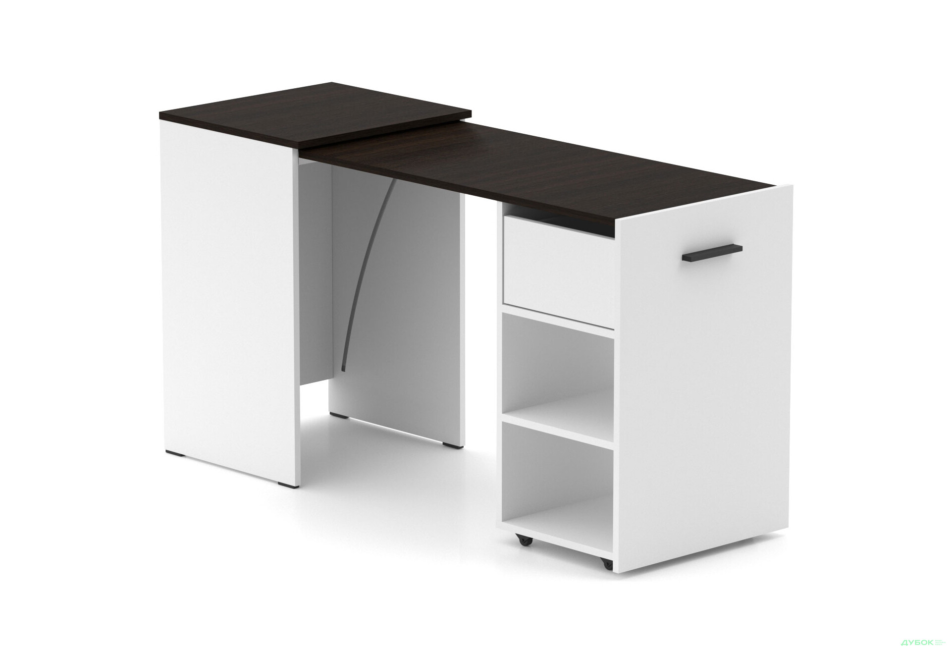 Изображение 1 - Стол-тумба трансформер Knap Knap Hobana / Хобана Ш1 с 2 открытыми полочками и ящиком, Белый / Венге