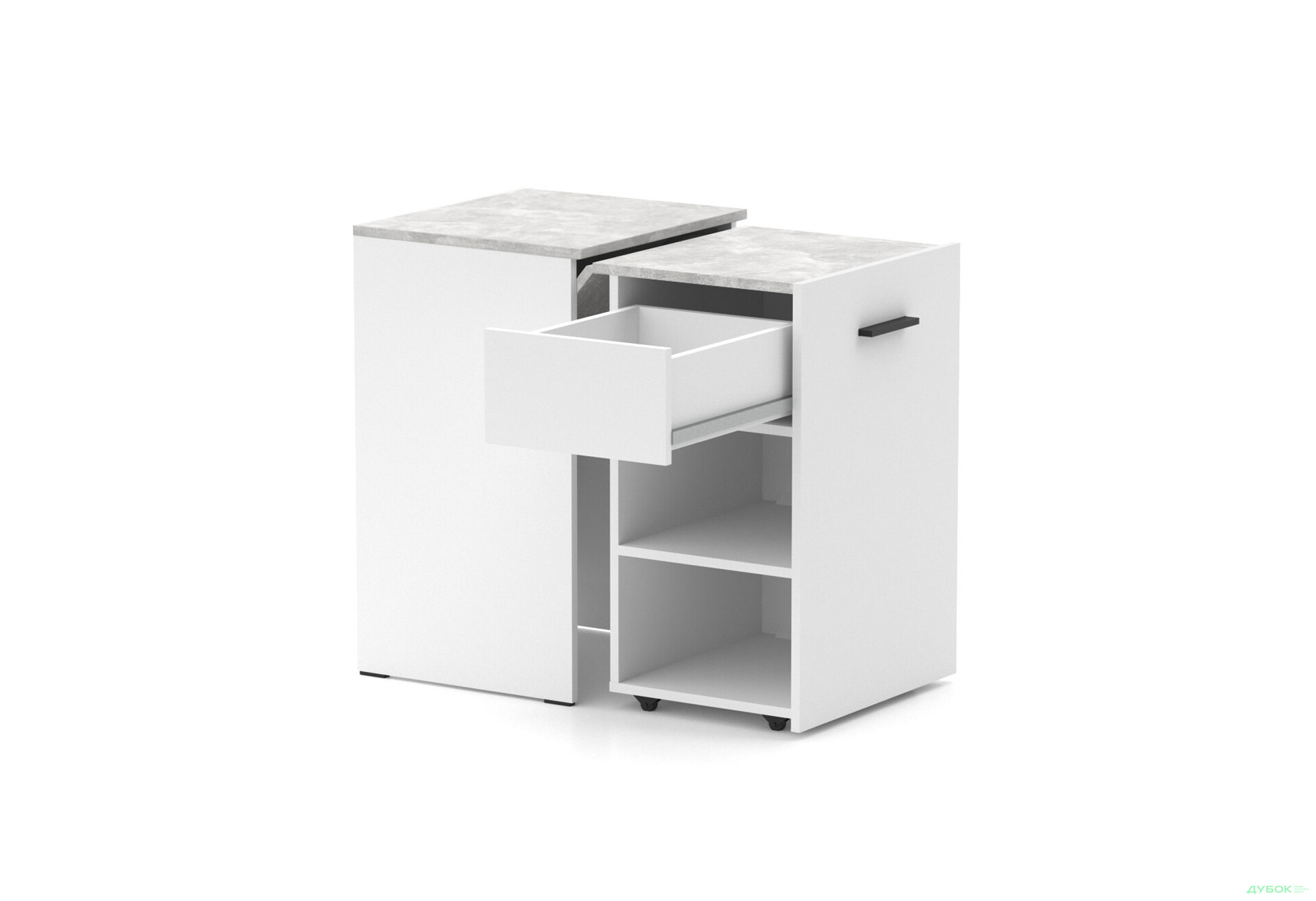 Изображение 2 - Стол-тумба трансформер Knap Knap Hobana / Хобана Ш1 с 2 открытыми полочками и ящиком, Белый / Ателье светлый