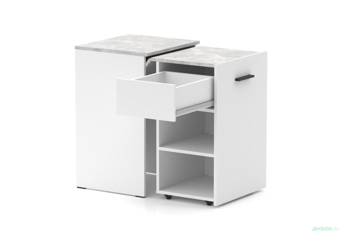 Изображение 2 - Стол-тумба трансформер Knap Knap Hobana / Хобана Ш1 с 2 открытыми полочками и ящиком, Белый / Ателье светлый