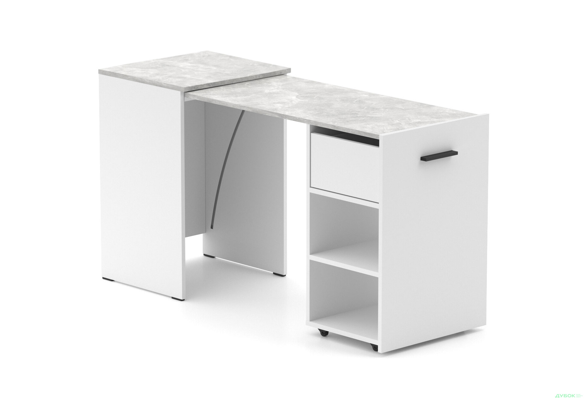 Изображение 1 - Стол-тумба трансформер Knap Knap Hobana / Хобана Ш1 с 2 открытыми полочками и ящиком, Белый / Ателье светлый