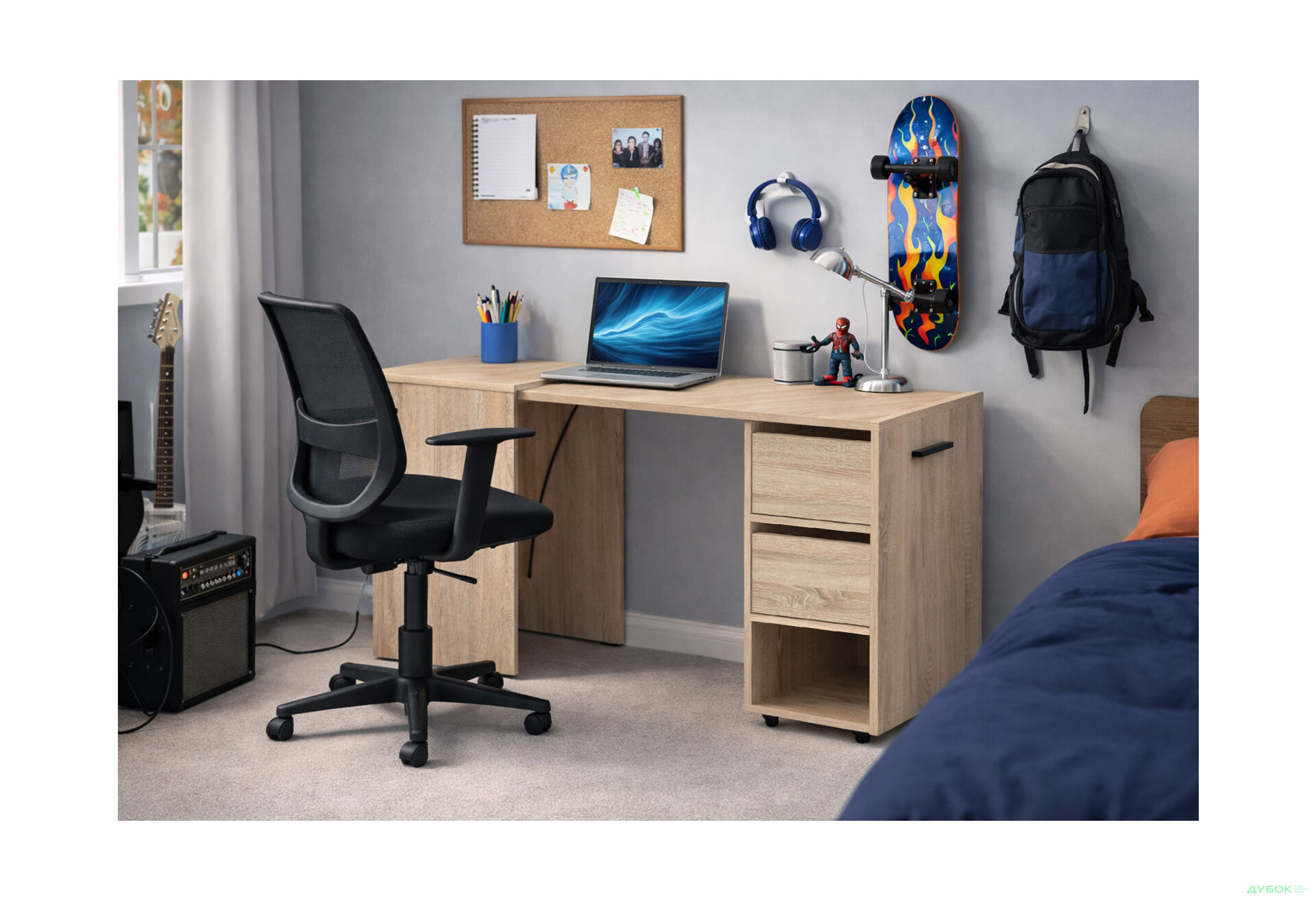 Изображение 2 - Стол-тумба трансформер Knap Knap Hobana / Хобана Ш2 с полкой и ящиками, Дуб сонома