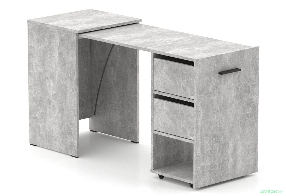 Стол-тумба трансформер Knap Knap Hobana / Хобана Ш2 с полкой и ящиками, Ателье светлый