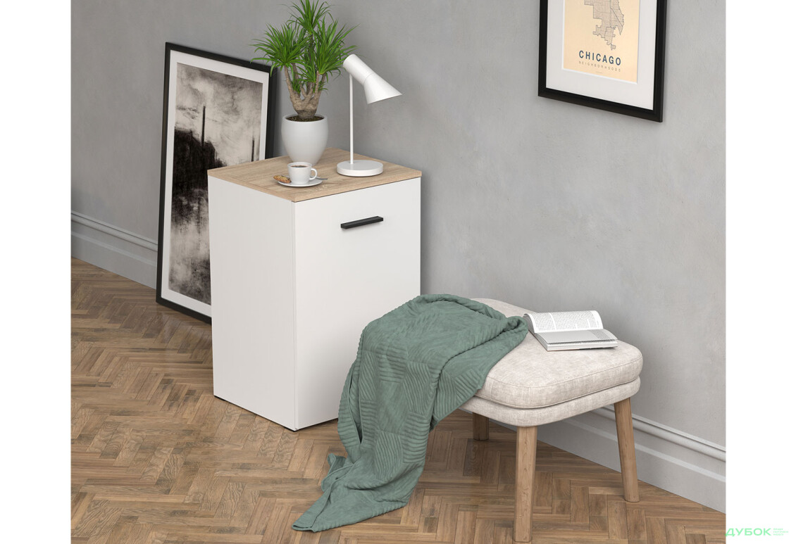 Зображення 4 - Стіл-тумба трансформер Knap Knap Hobana / Хобана Ш2 з поличкою та шухлядами, Білий / Дуб сонома