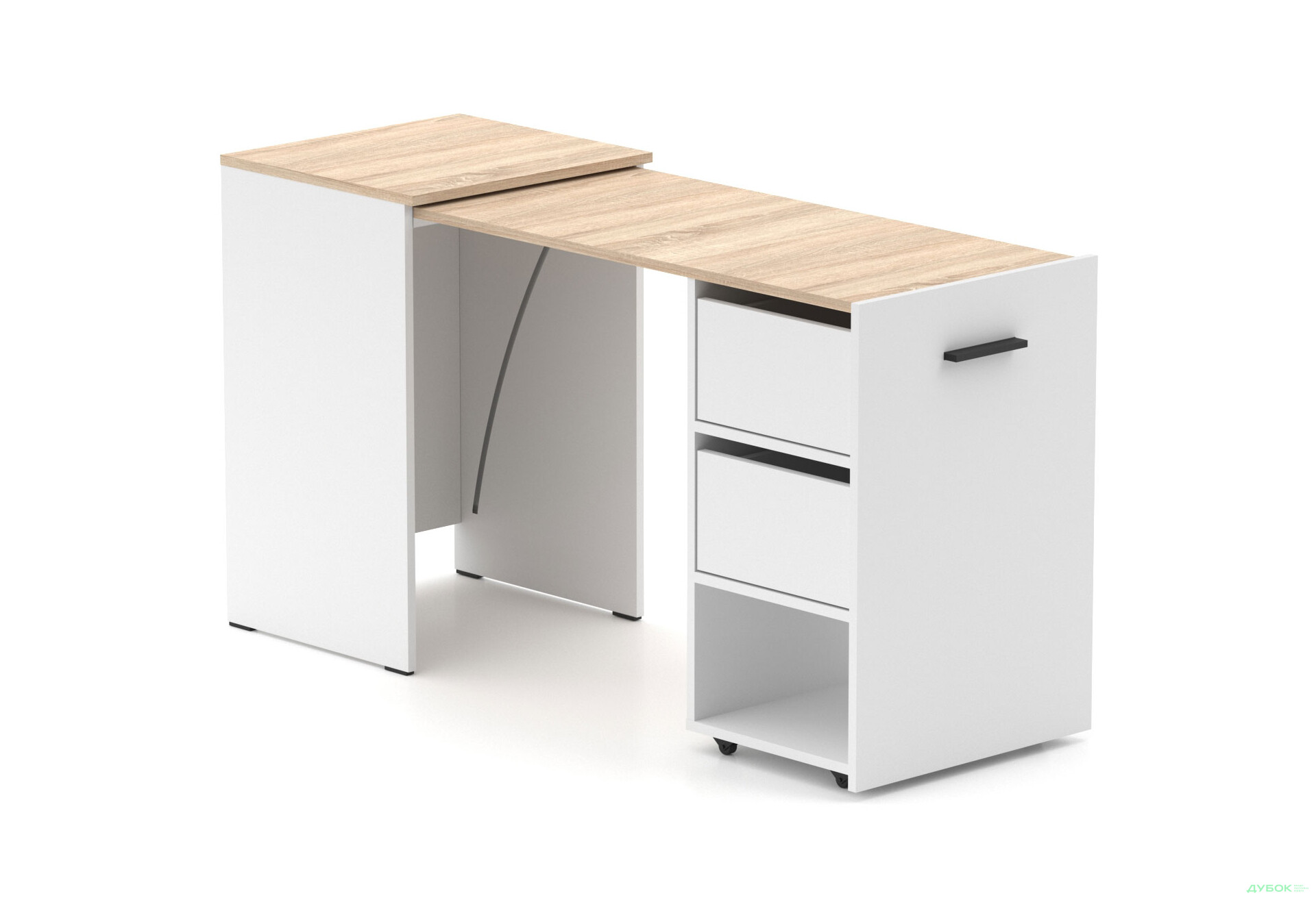 Зображення 1 - Стіл-тумба трансформер Knap Knap Hobana / Хобана Ш2 з поличкою та шухлядами, Білий / Дуб сонома