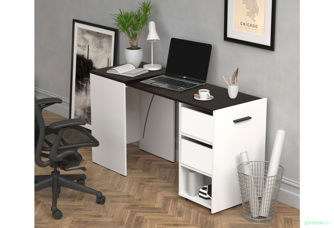 Изображение 5 - Стол-тумба трансформер Knap Knap Hobana / Хобана Ш2 с полкой и ящиками, Белый / Венге