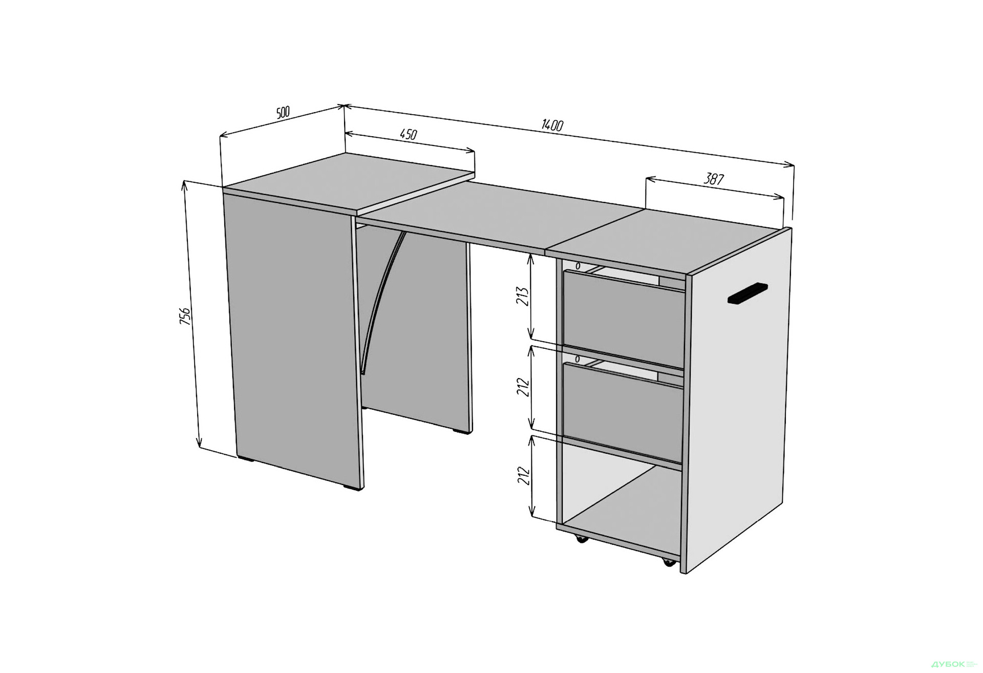 Изображение 6 - Стол-тумба трансформер Knap Knap Hobana / Хобана Ш2 с полкой и ящиками, Белый / Венге