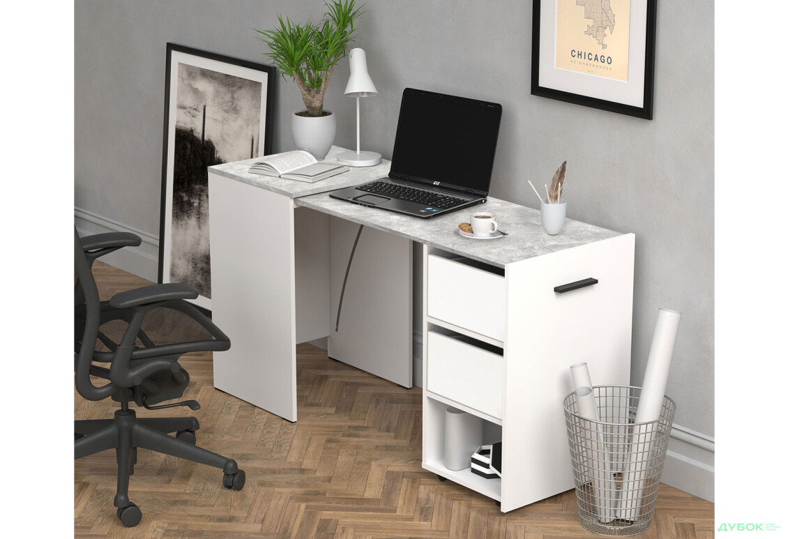 Изображение 5 - Стол-тумба трансформер Knap Knap Hobana / Хобана Ш2 с полкой и ящиками, Белый / Ателье светлый