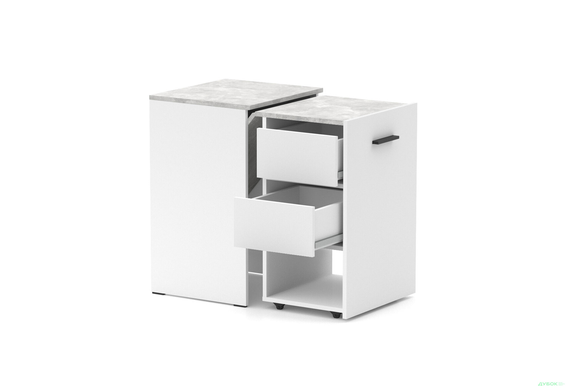 Изображение 2 - Стол-тумба трансформер Knap Knap Hobana / Хобана Ш2 с полкой и ящиками, Белый / Ателье светлый
