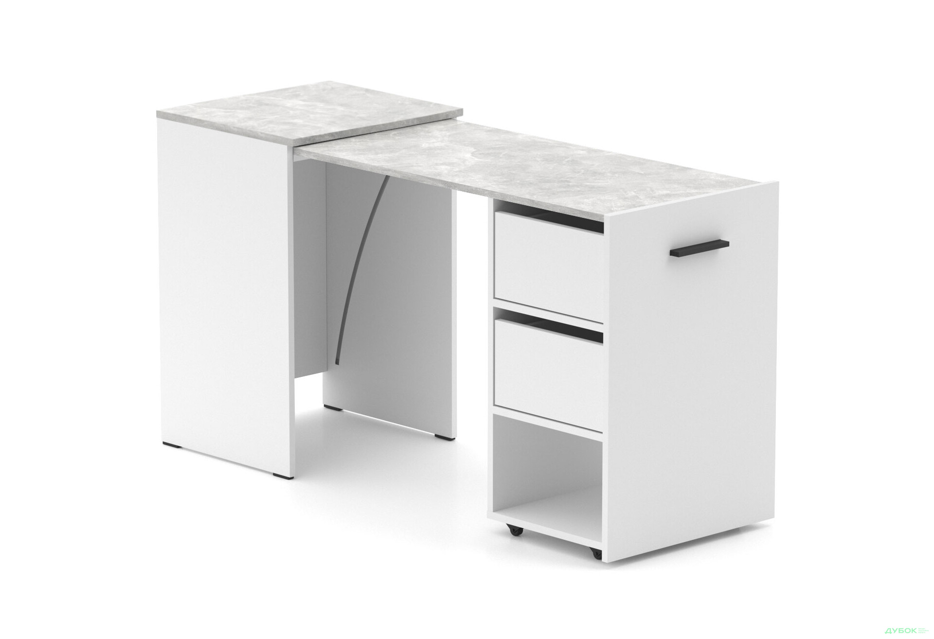 Изображение 1 - Стол-тумба трансформер Knap Knap Hobana / Хобана Ш2 с полкой и ящиками, Белый / Ателье светлый