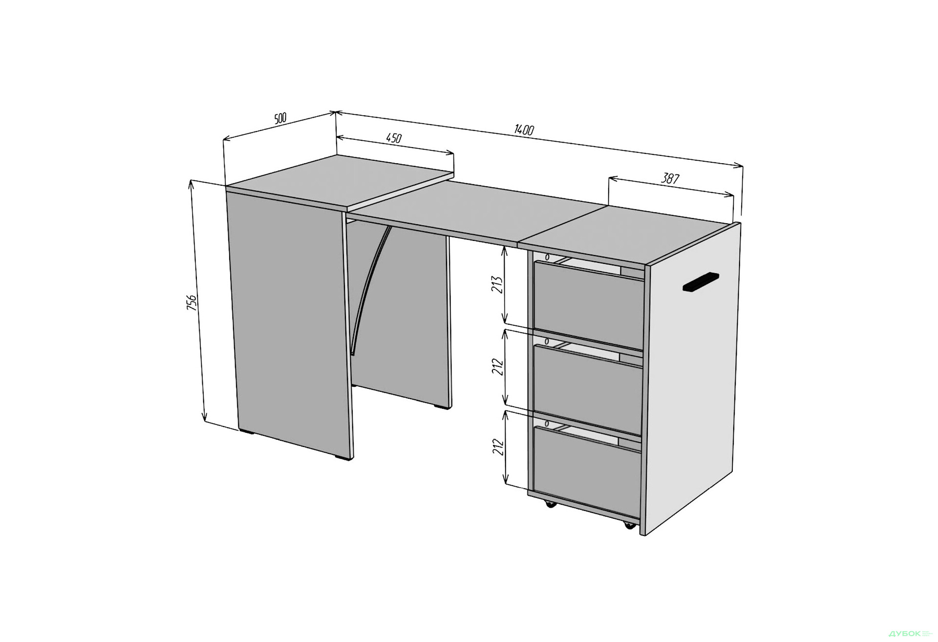 Изображение 6 - Стол-тумба трансформер Knap Knap Hobana / Хобана Ш3 с ящиками, Ателье светлый