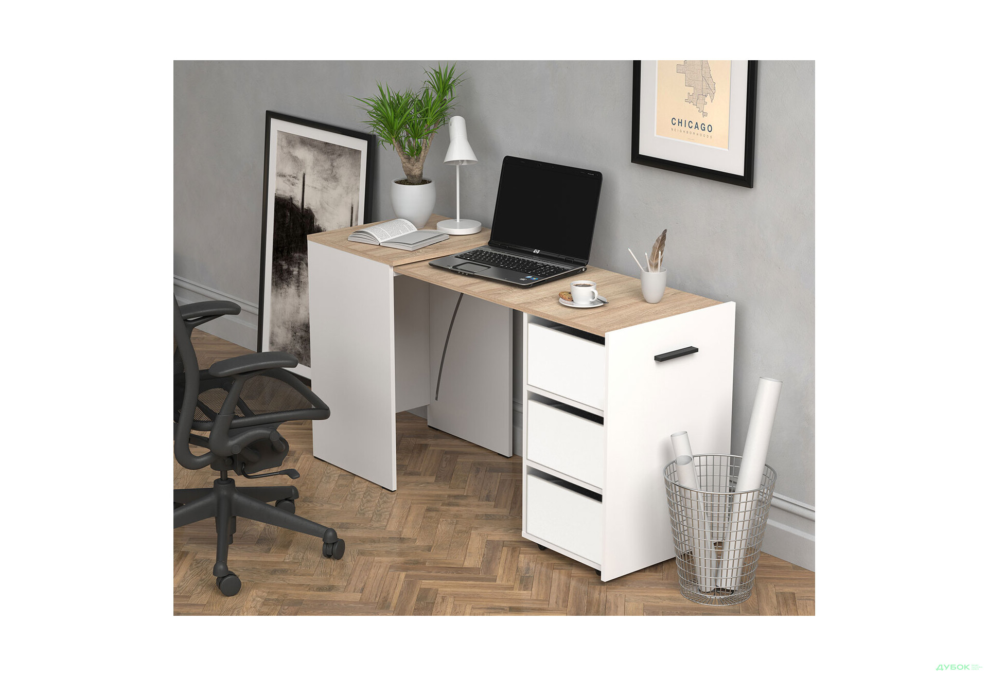 Изображение 5 - Стол-тумба трансформер Knap Knap Hobana / Хобана Ш3 с ящиками, Белый / Дуб сонома