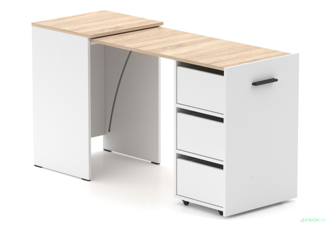 Стол-тумба трансформер Knap Knap Hobana / Хобана Ш3 с ящиками, Белый / Дуб сонома