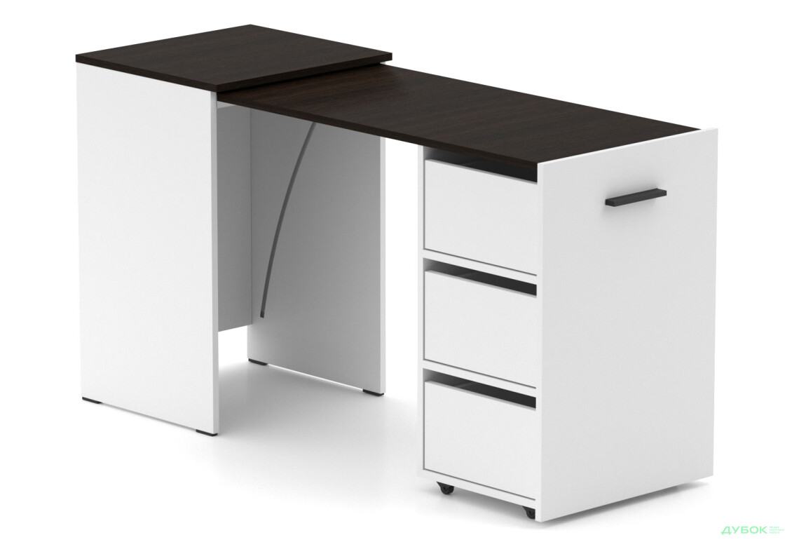 Стол-тумба трансформер Knap Knap Hobana / Хобана Ш3 с ящиками, Белый / Венге