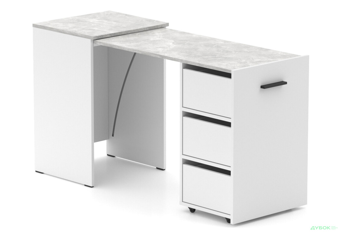 Стол-тумба трансформер Knap Knap Hobana / Хобана Ш3 с ящиками, Белый / Ателье светлый