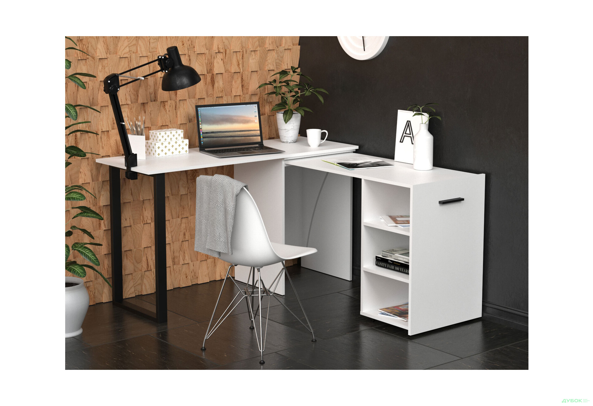 Зображення 6 - Стіл-трансформер Knap Knap Hobana+Jambo / Хобана+Джамбо з додатковою поворотною стільницею та полицями, Білий