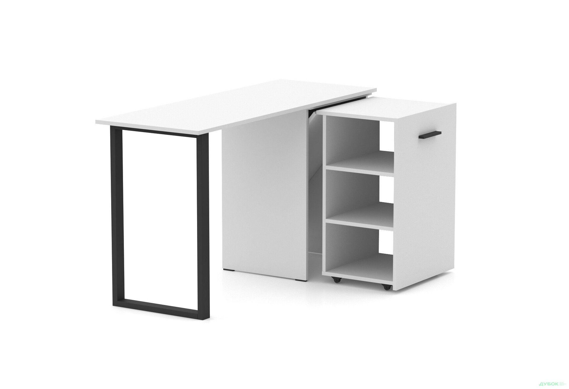 Зображення 3 - Стіл-трансформер Knap Knap Hobana+Jambo / Хобана+Джамбо з додатковою поворотною стільницею та полицями, Білий