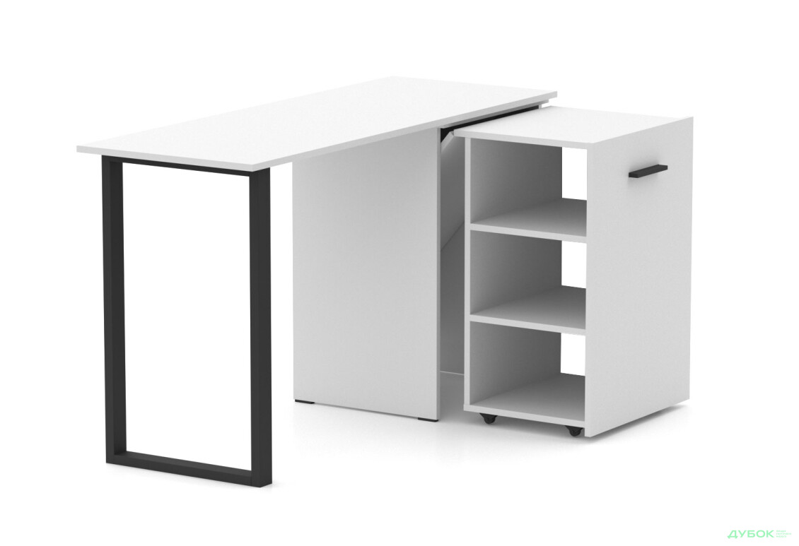 Зображення 3 - Стіл-трансформер Knap Knap Hobana+Jambo / Хобана+Джамбо з додатковою поворотною стільницею та полицями, Білий