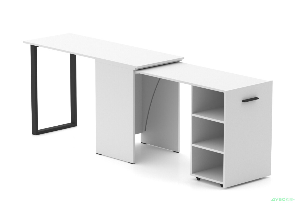 Зображення 2 - Стіл-трансформер Knap Knap Hobana+Jambo / Хобана+Джамбо з додатковою поворотною стільницею та полицями, Білий