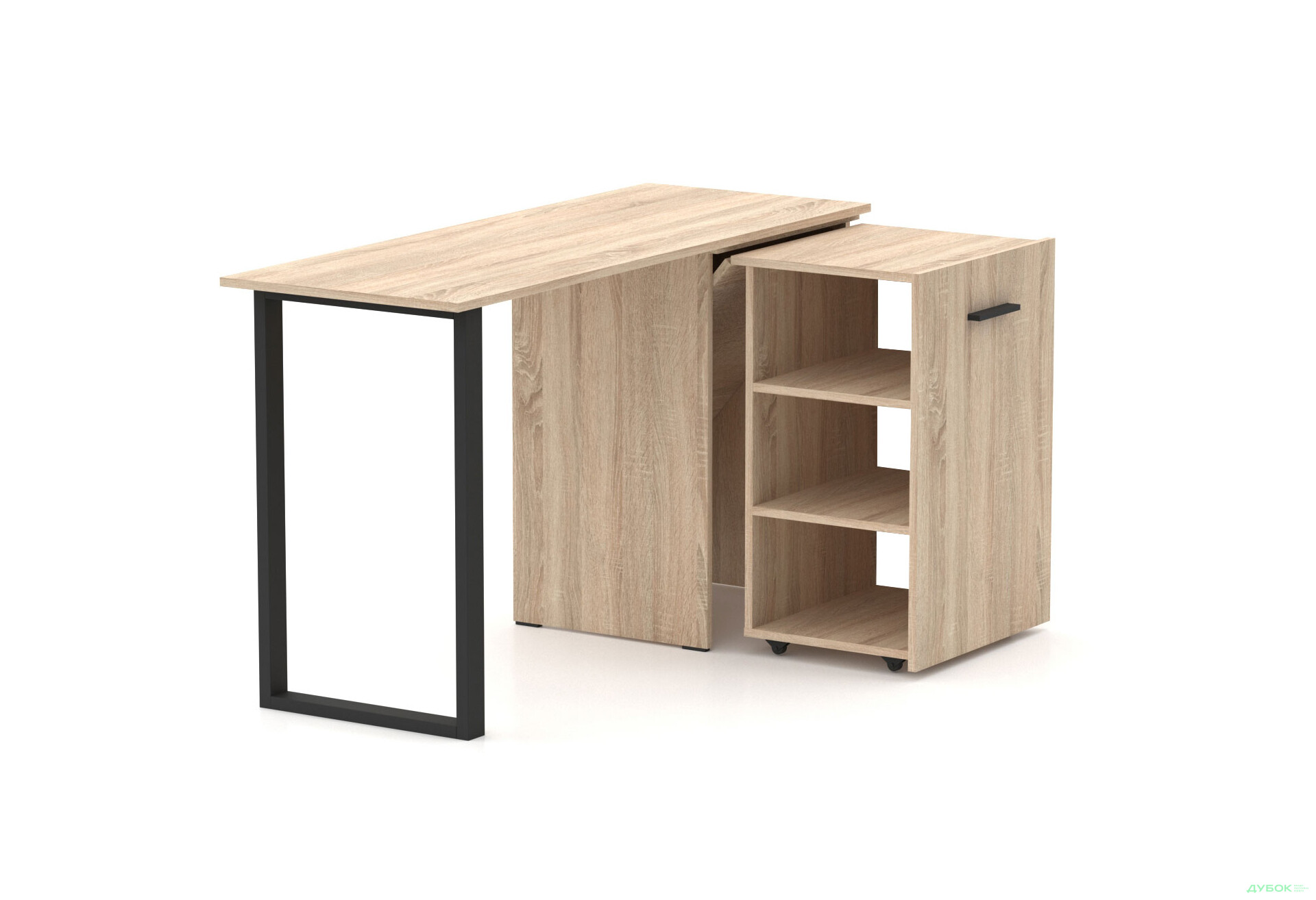 Изображение 2 - Стол-трансформер Knap Knap Hobana+Jambo / Хобана+Джамбо с дополнительной поворотной столешницей и полками, Дуб сонома